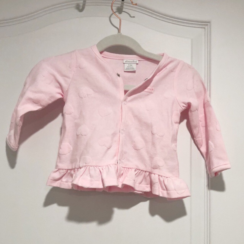 NWOT Pink Cardigan Ruffle Hearts Girls 6-9months